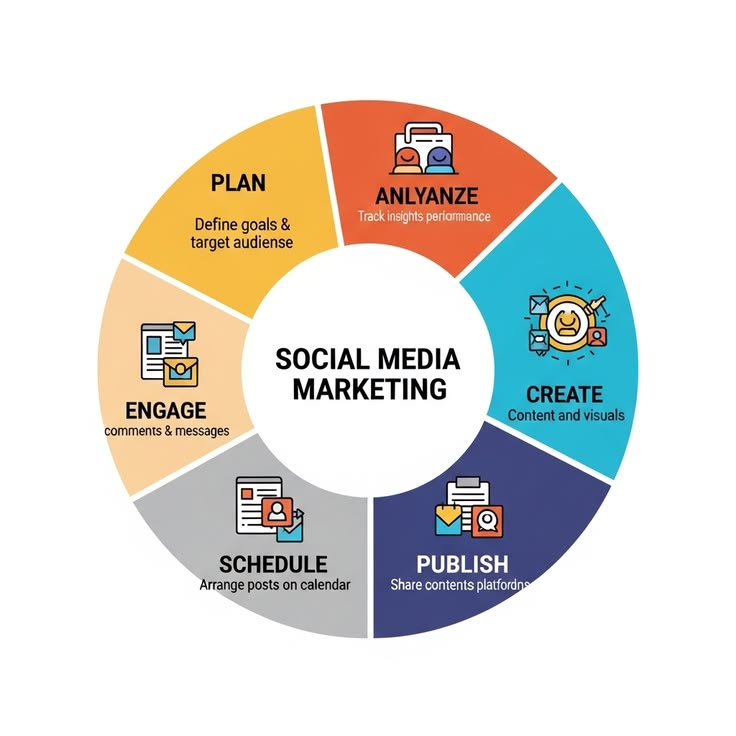 Social media marketing team working on digital campaign